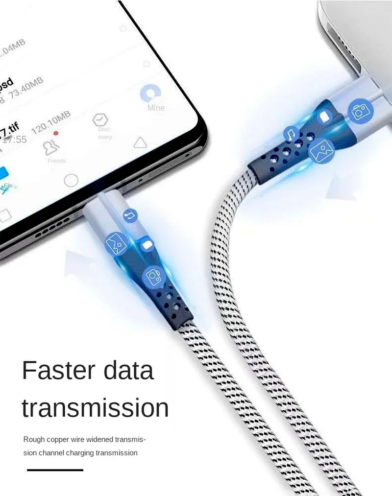 

5A Fast Charging Data Cable USB Charger Micro USB Type-C Cable Breathing Light For Samsung Huawei Xiaomi Mobile Phone Charger