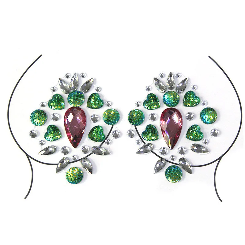 Наклейки на грудь с узором в виде сердечек цветные стразы наклейки для женщин