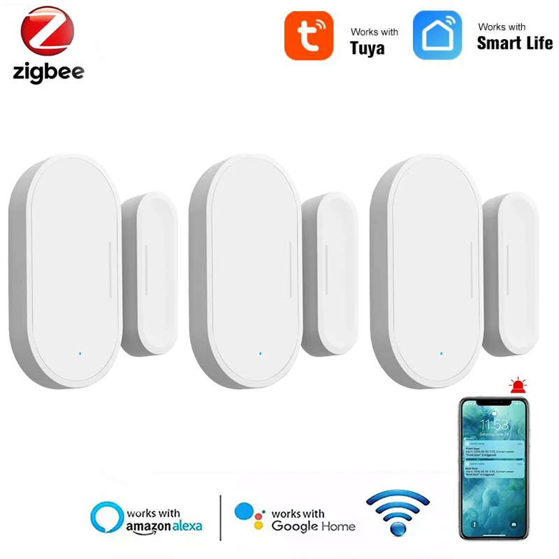 

Смарт-Датчик Zigbee3.0 для дверей и окон, детектор открывания окон, управление через приложение Smart Life Tuya, работает с Alexa Google Home