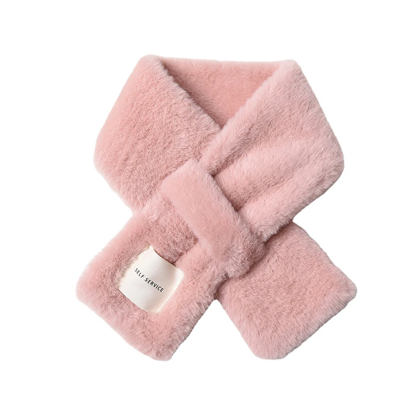 

Winter Thick Plush Scarf Faux Rabbit Fur Scarf Solid Color Collar Soft Warm Shawl Girl Neck Warmer Neckerchief Women Long Wrap