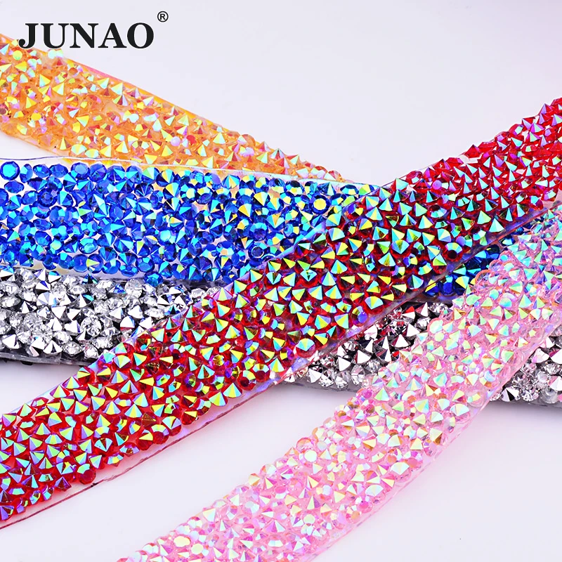 Красочные Стразы JUNAO 5 ярдов * 15 мм горячей фиксации тканевая отделка стразы