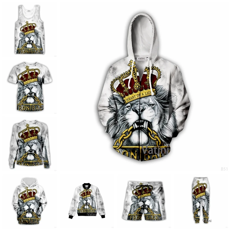 

New Fashion Men Women Heart Of A Lion 3D Full Print Hoodies Harajuku Zipper Pullover Sweatshirt Unisex Casual Tracksuit