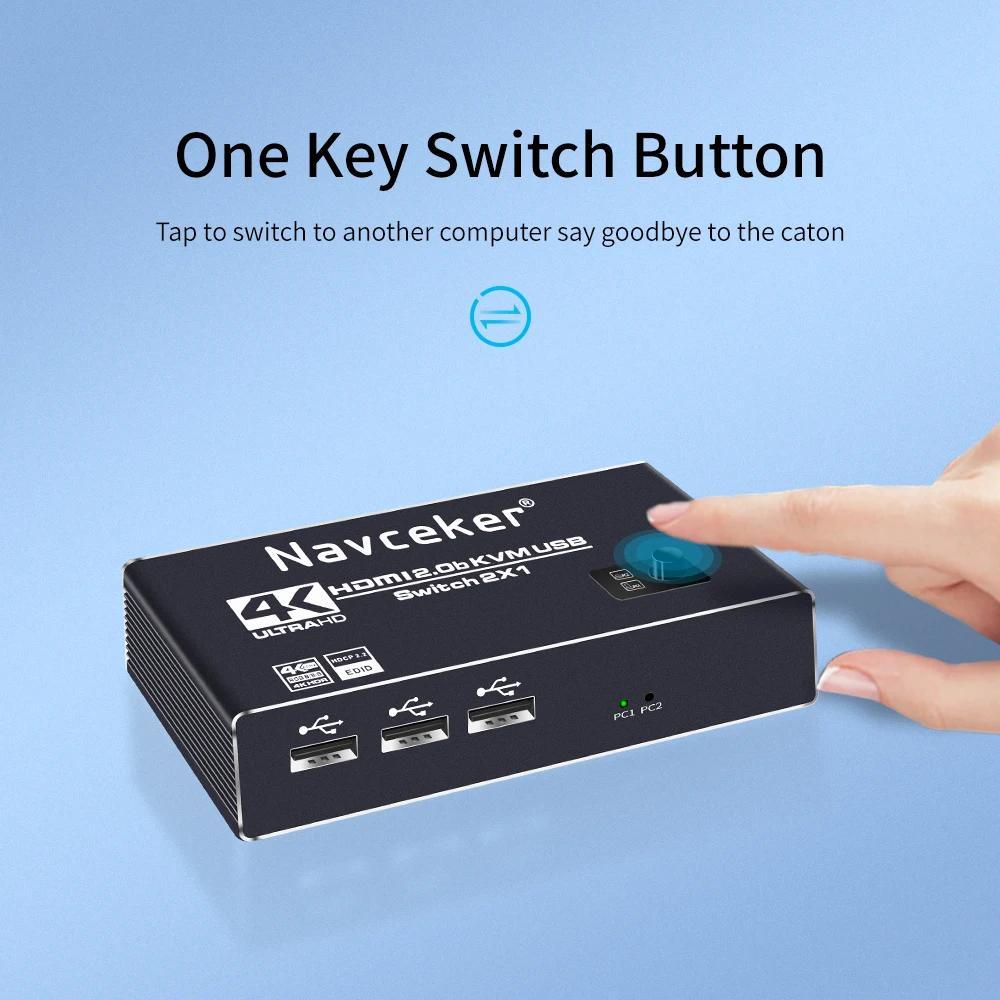 Navceker HDMI совместимый KVM переключатель 2 порта 4K USB DP распределитель коробка для