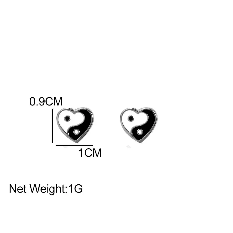 

Minimalist Yin and Yang Drop Glazed Stud Earrings For Women Enamel Heart Round Shape Geometric Earring Stud Cute Trendy Jewelry