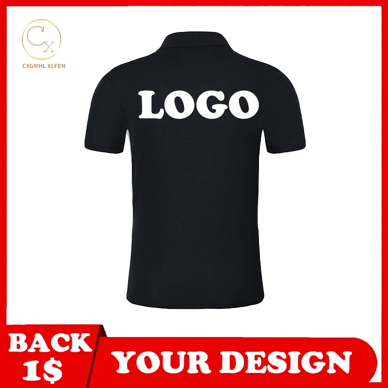 

POLO shirt top 11 colors custom logo short-sleeved high-end cotton gold three-sided lapel printing DIY brand text