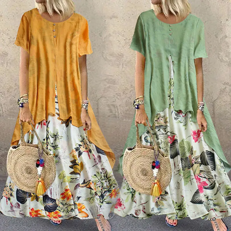 Женское летнее богемное длинное платье макси вечерние пляжные платья