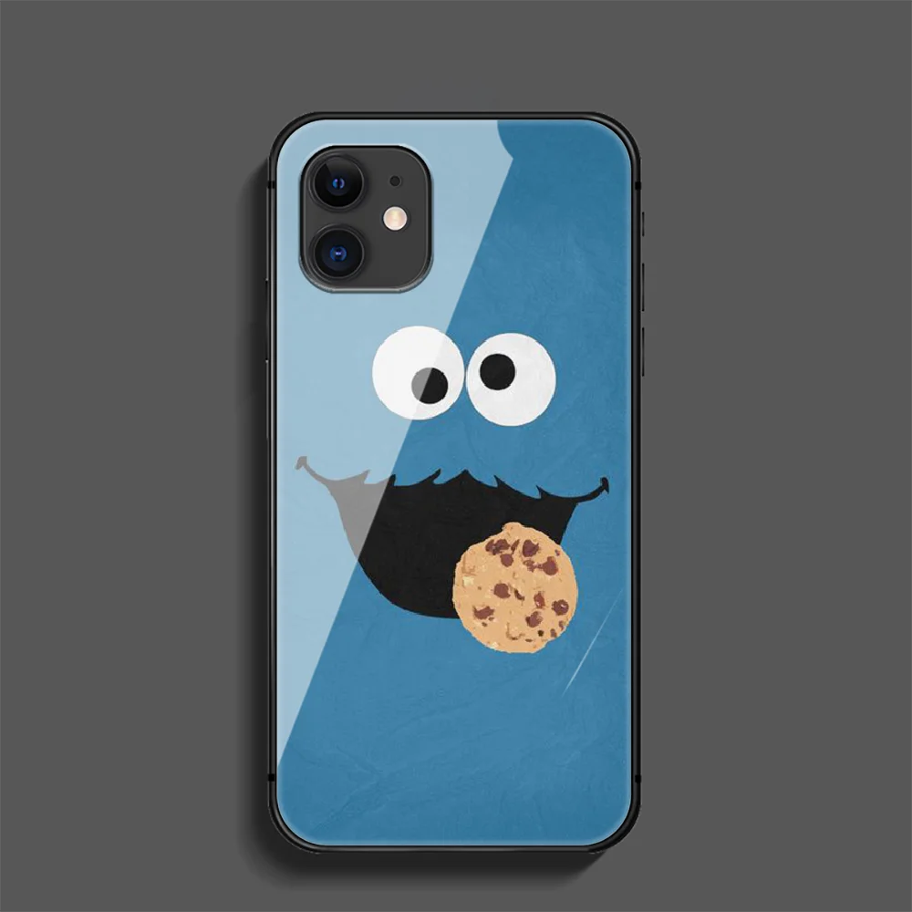 

Cookies-Monster Phone Tempered Glass Case Cover For Iphone 5 6 7 8 11 12 5S 6S X Xr XS Se Max Plus Pro Mini Prime Cell