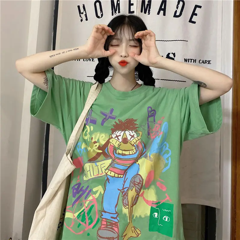 

Funny Anime Girl Image Print Women'S Top T-Shirt Sweet Fashion T-Shirt PreppyO Neck T-Shirt Summer New Korean Women'S T-Shirt