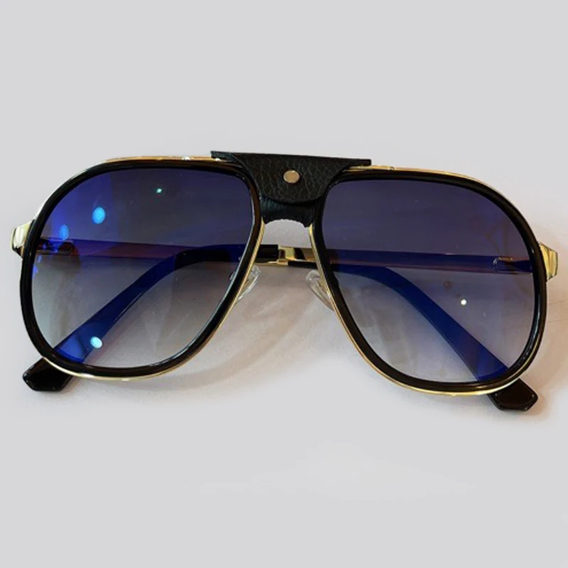 2021 Ladies Retro Square Sunglasses Women Men Vintage Metal Frame Sunglasses With Leather UV400