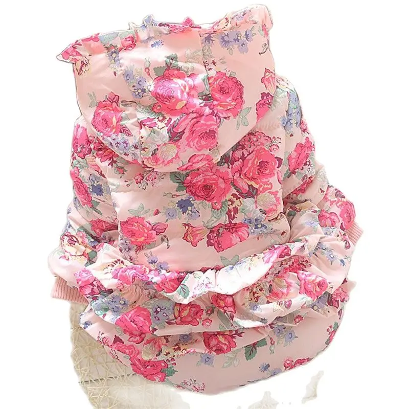 BibiCola/пальто для девочек зимняя куртка с капюшоном и длинными рукавами цветочным