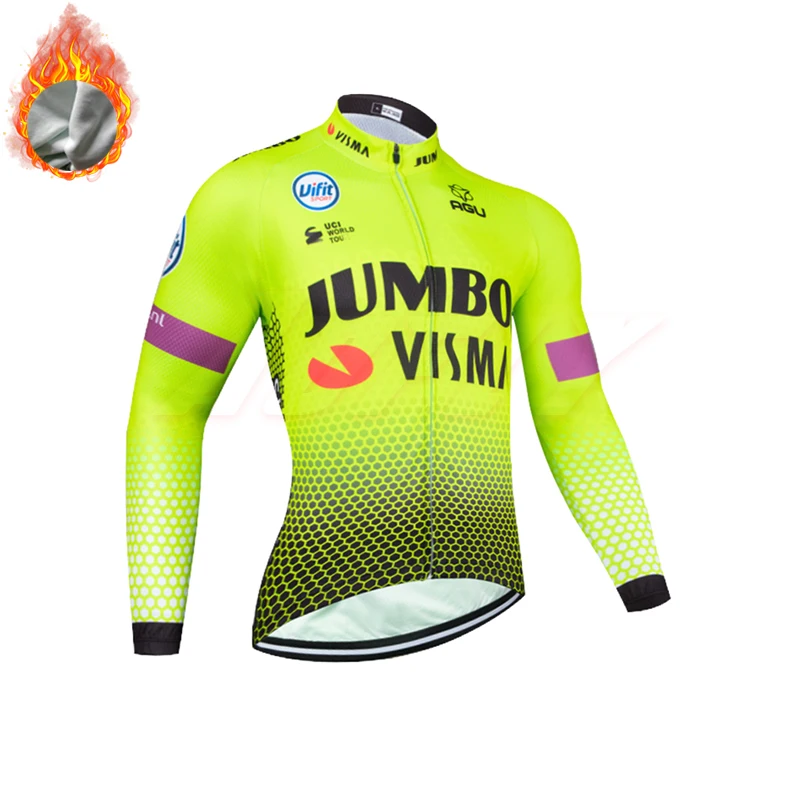 Fleece top Зима, куртки для велоспорта JUMBO TEAM 9D, велосипедные штаны, Ropa Ciclismo, Мужские Термо флисовые, pro трикотаж для велосипедистов, одежда для велоспорта - Цвет: Fleece top