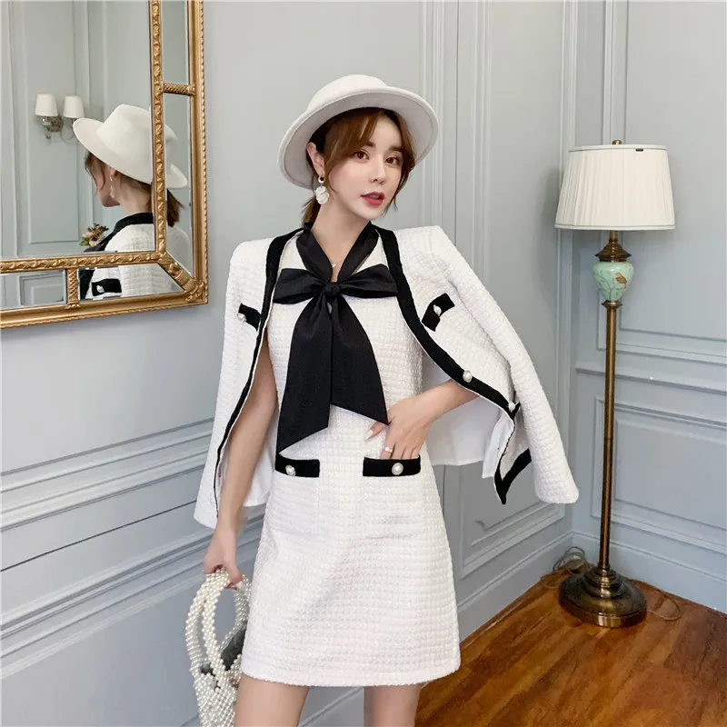 Mozuleva небольшой аромат Женский твид набор v-образный вырез жемчуг куртка пальто +