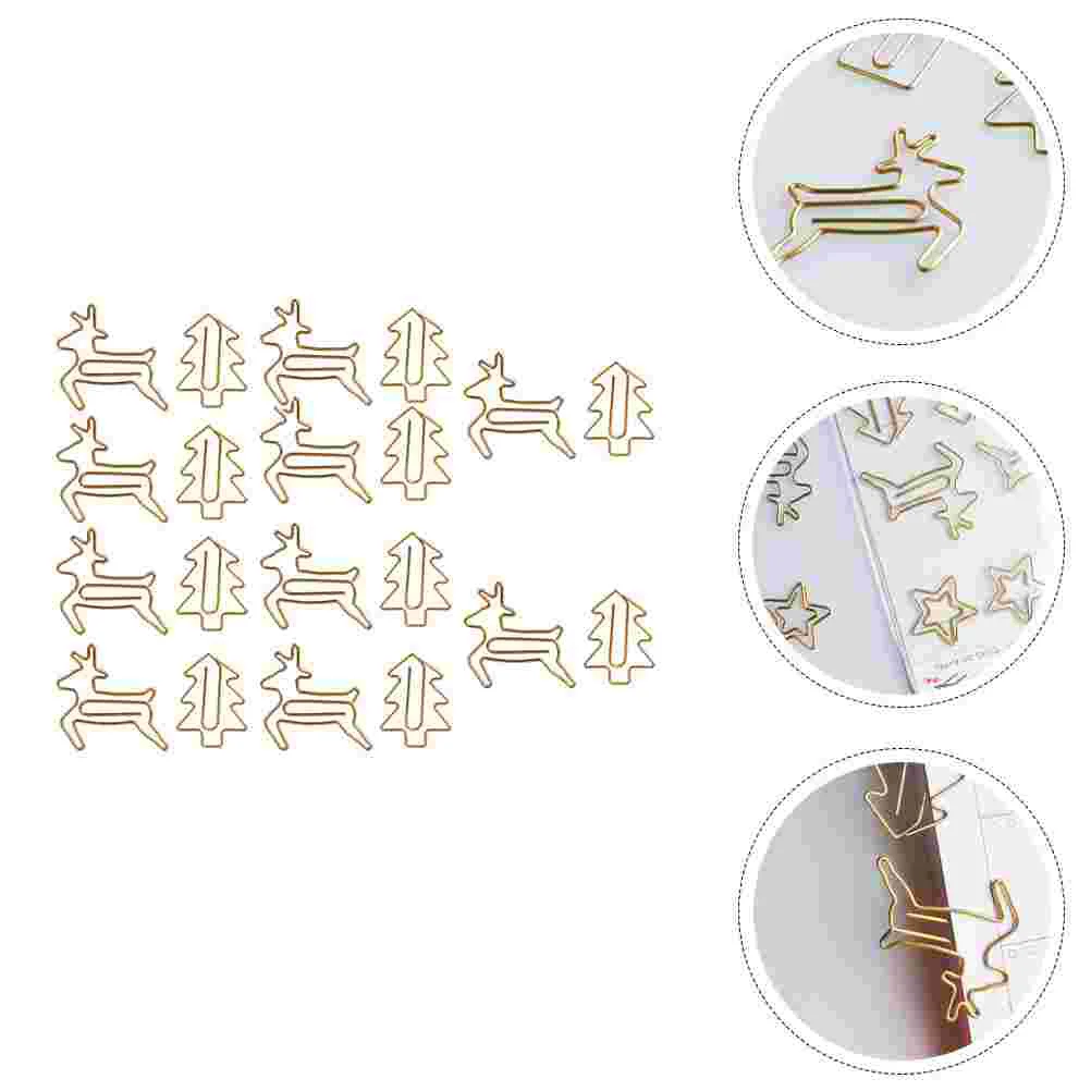 

20Pcs Durable Metal Paper Clips Creative Paper Clamps Xmas Photo Fixed Clips