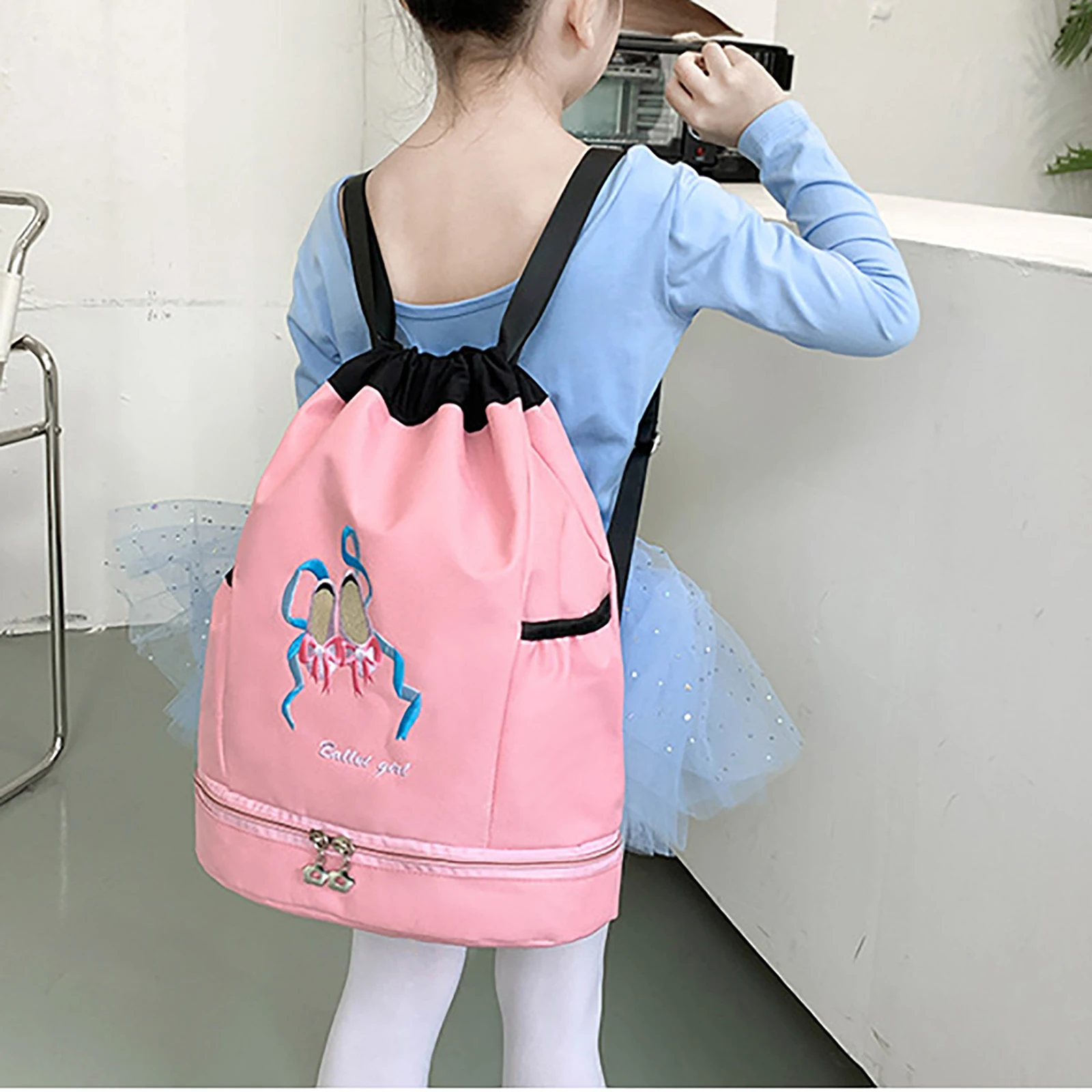 Спортивные сумки для балета Детская сумка с вышивкой на шнурке девочек складная