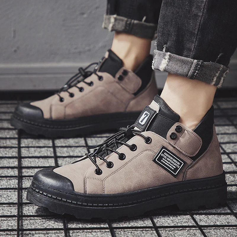 Мужские ботинки до щиколотки черные повседневные ботильоны для раннего сезона