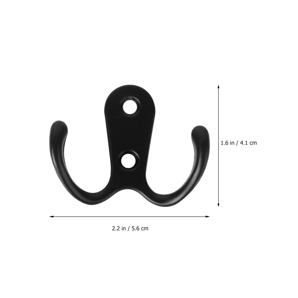 

10pcs 2-Pronged Coat Hooks Wall-mounted 2 Hole Towel Hanger for Coats Hats Clothing(Black)