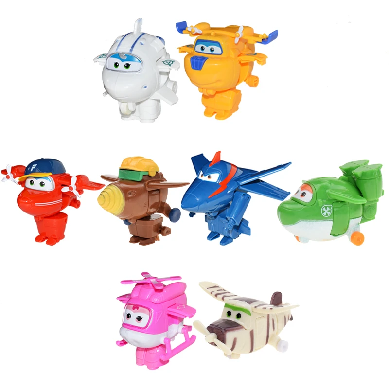 8 шт./компл. мини Супер Крылья сменный самолет робот фигурки игрушки для детей