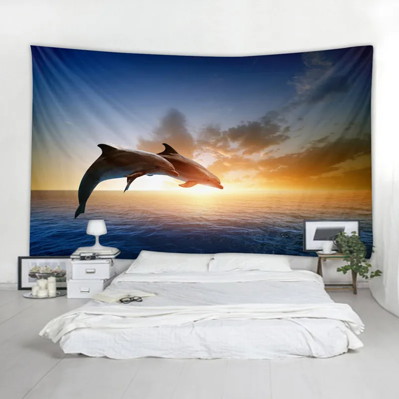 

3D digitally printed tapestry underwater world, turtle tapestry wall hanging bedroom living room