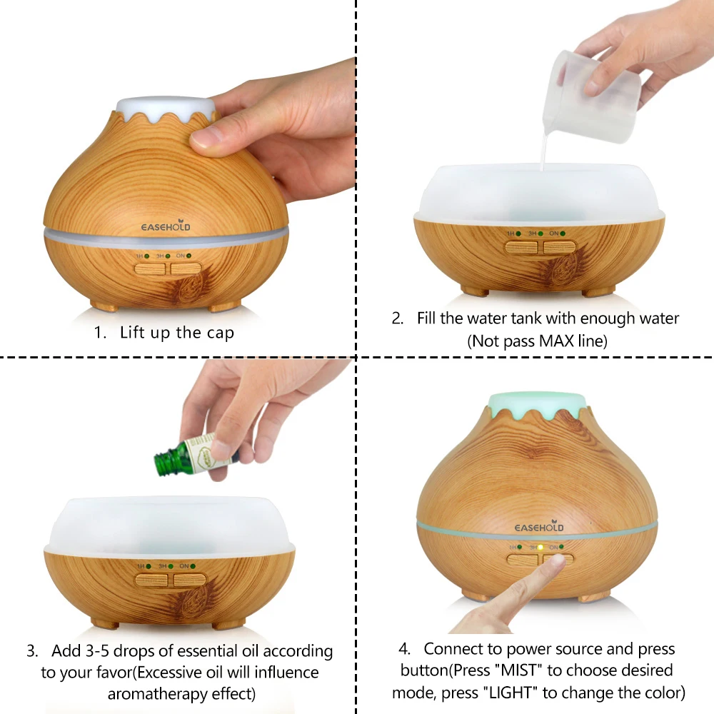 EASEHOLD 150 мл арома диффузор эфирного масла ультразвуковой увлажнитель воздуха 7