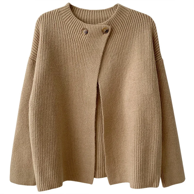 

Donsignet Japanese Loose Woman Sweater Spring/Autumn Coat French Retro Korean Knitted Cardigan O-Neck Solid Color Cardigans