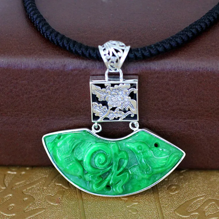 Изысканное зеленое Нефритовое ожерелье для женщин 100% Стерлинговое Серебро 925