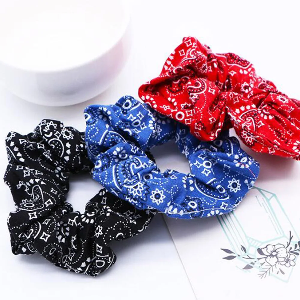 

Women Vintage Hair Accessories summer Fashion Cashew Flowers Scrunchie Girls Ponytail Elastic Hair Rubber Bands
