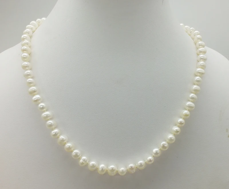 Ожерелье из натурального пресноводного жемчуга ААА 18 дюймов 6-7 мм | Украшения и