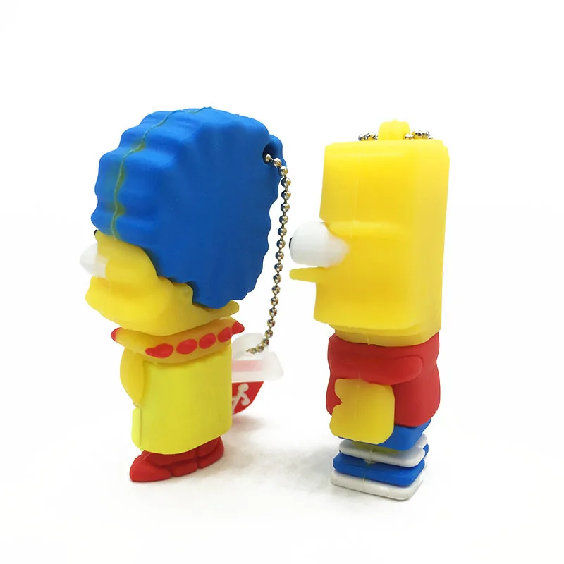 Милый мультяшный usb флеш-накопитель, 128 ГБ, память usb 2,0, 16 ГБ, 4 ГБ, 8 ГБ, usb флешка, 64 ГБ,, креативная Флешка Симпсон, 32 ГБ, флешка