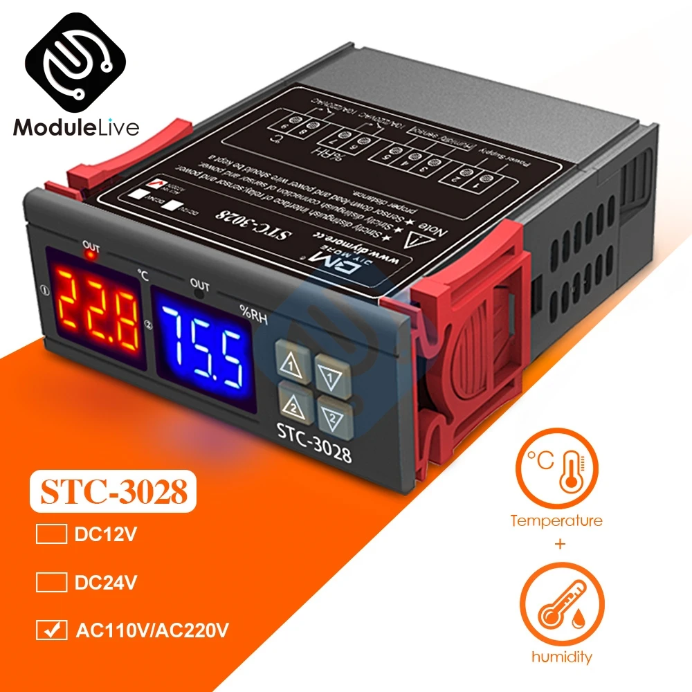 STC 3028 AC 220 В 12 24 постоянного тока двойной цифровые светодиодные трубки