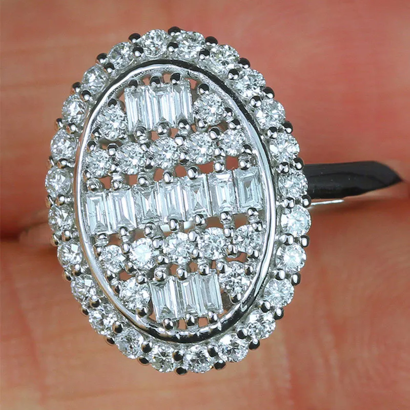 

Dainty Female White Crystal Stone Ring Classic Silver Color Wedding Rings For Women Luxury Bridae Oval Zircon Engagement Ring