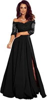 womens off the shoulder half sleeves lace mother of the bride dresses chiffon formal evening gowns with slit