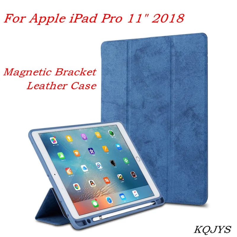Магнитный силиконовый ударопрочный чехол KQJYS для Apple iPad Pro 11 2018 умный с держателем