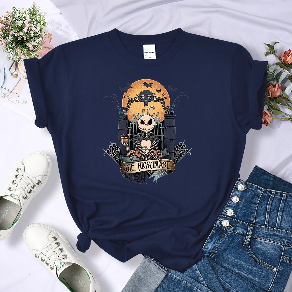 

Nightmare Before Christmas Print T Shirt Women 2021 New Fashion Streetwear O-Neck Simplicity Tshirts Brand Sweat T Shirt Womens
