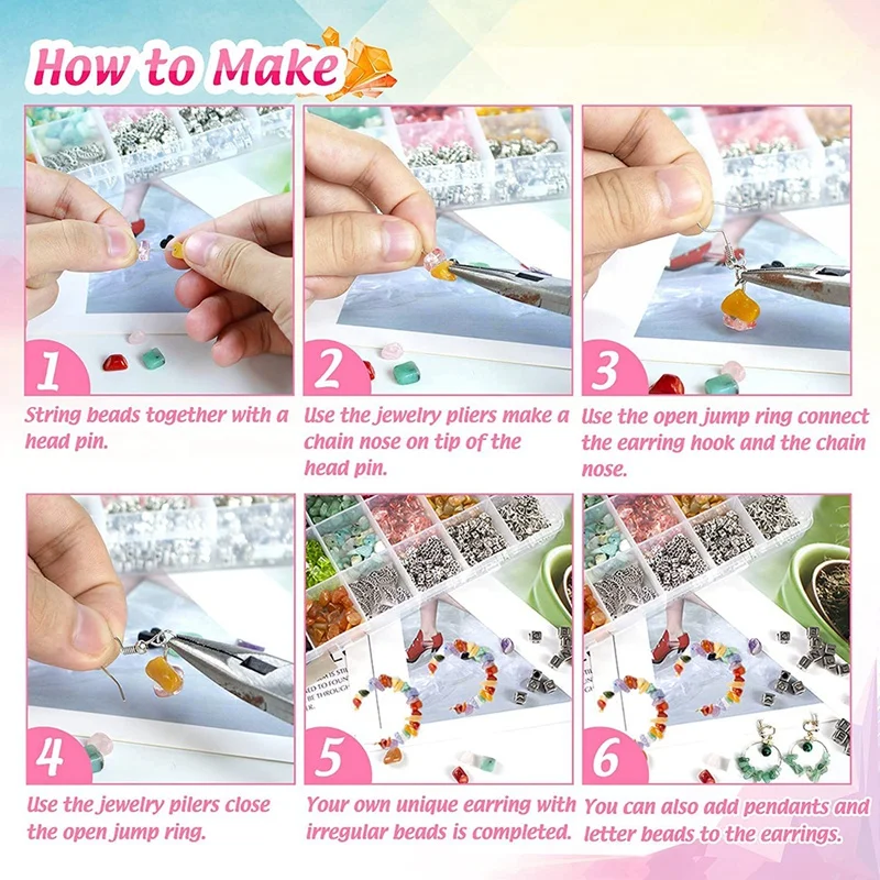 Making Kit Withgemstone DIY Earring Supplies With Letter Beads Friendship Bracelet Pendants Charms For |