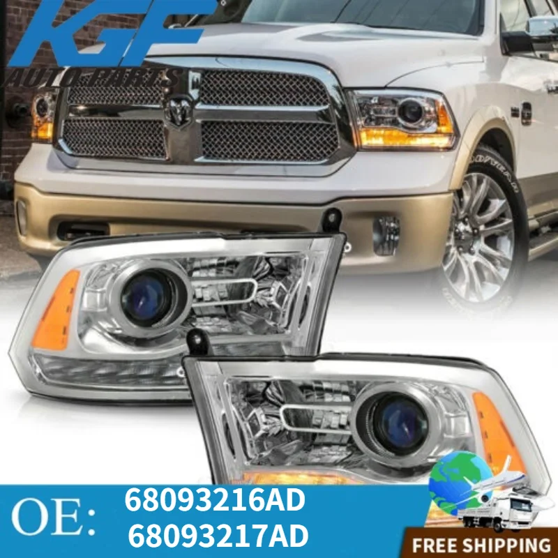 for 2013-2018 Ram 1500 2500 3500 Chrome Projector Headlights Headlamps Left or Right 68093216AD 68093217AD 68261660AA 68261661AA