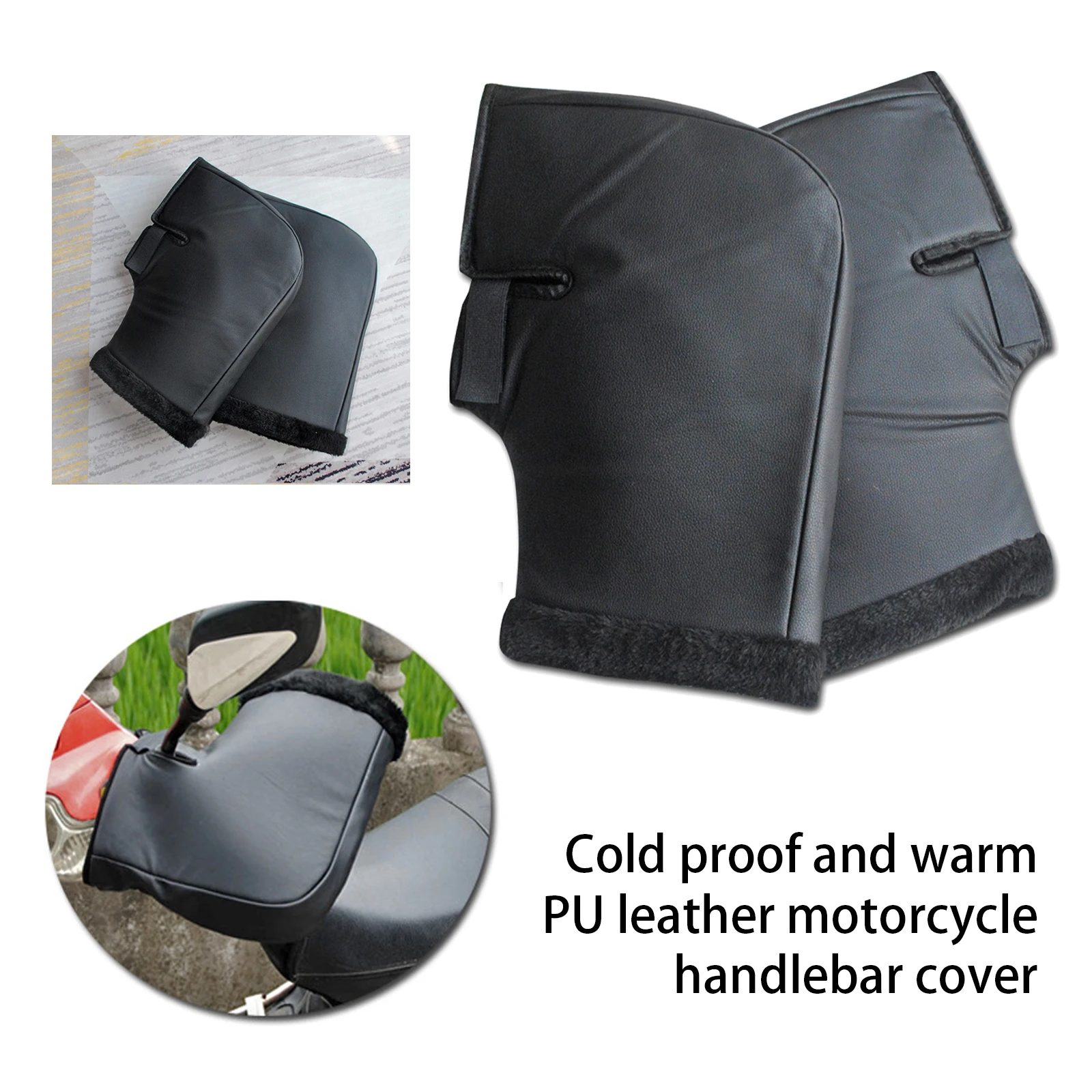 

Motorcycle Handlebar Gloves PU Windproof Winter Thick Warm Handlebar Muffs Thermal Cover Gloves For Motorcycles Scooters New
