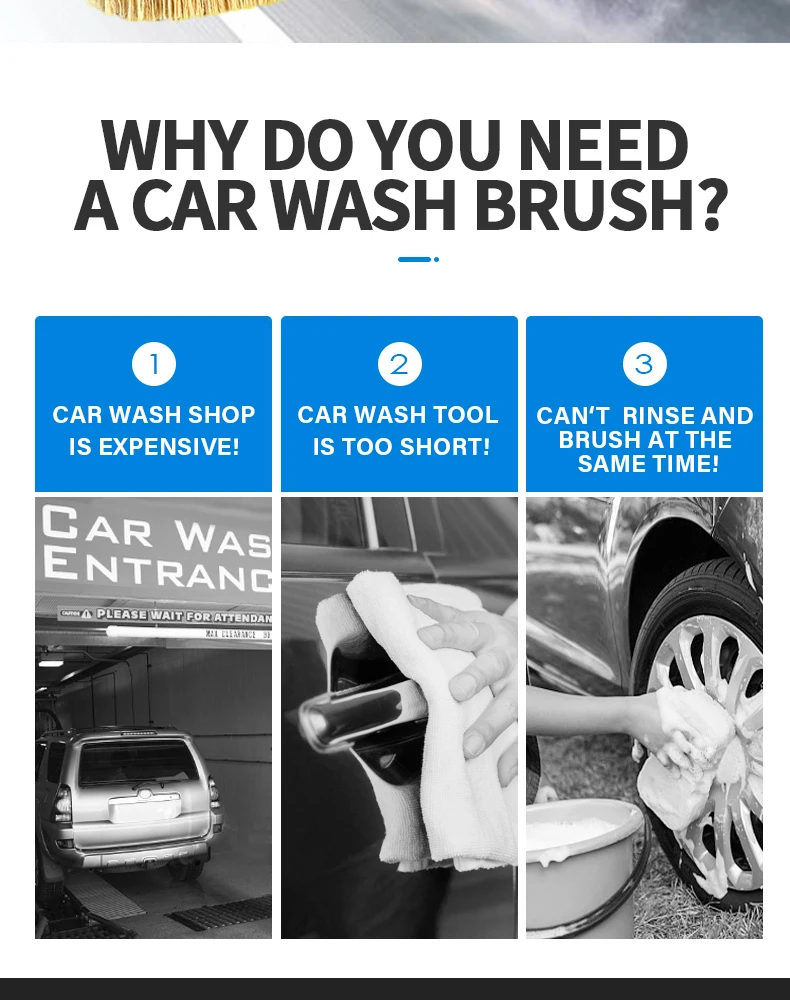 Car Wash Brush Dust Removal Brush Fibre Broom Rotating Mop Telescoping Long Handle Car Cleaning Tools Car Accessories Xammep