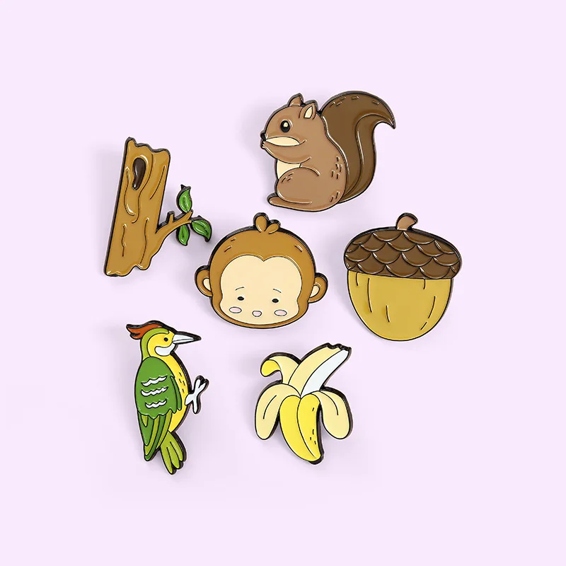Металлическая брошь в виде обезьяны банана белки животных | Дом и сад