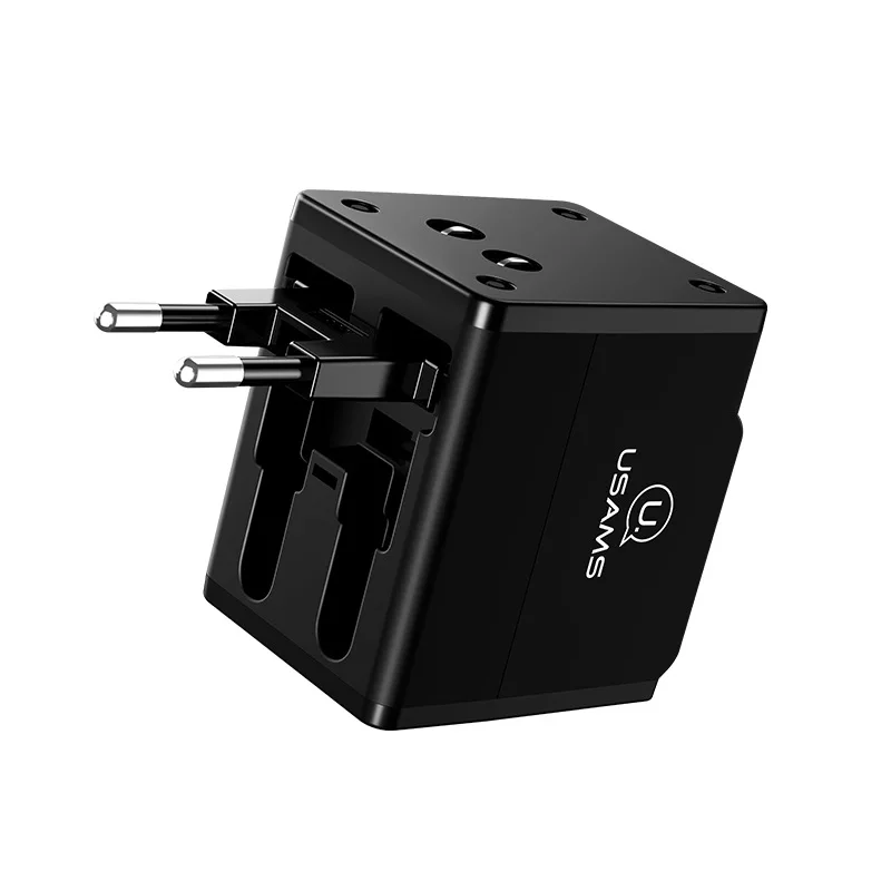 

Универсальное зарядное устройство с двумя USB-разъемами, многофункциональный портативный дорожный адаптер питания черного цвета, адаптер д...