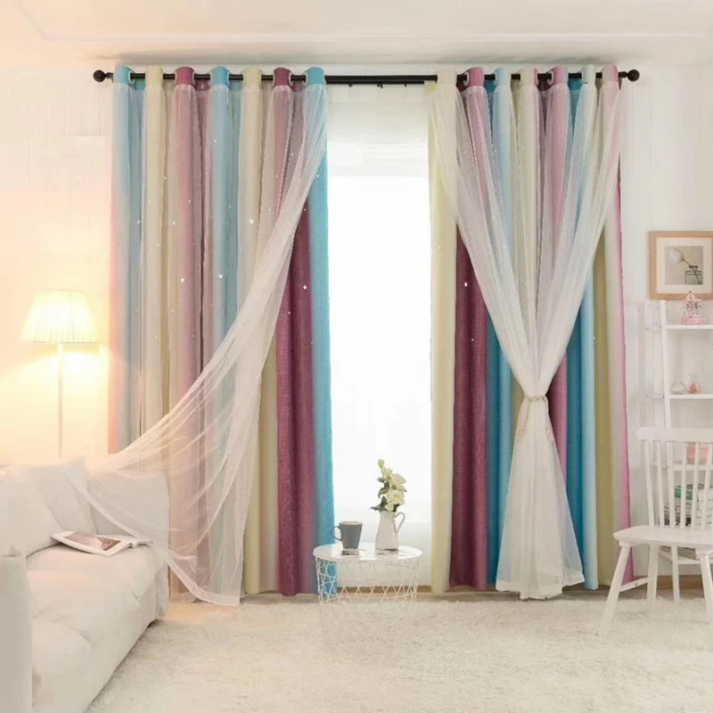 Выдолбленные звезды затенение окна затемненные занавески для гостиной