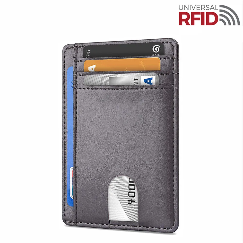 Тонкий кошелек с блокировкой RFID держатель для кредитных карт чехол денег мужчин