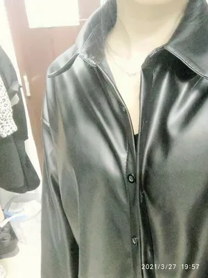 

IEQJ Loose Black Casual Biker Mid-length Leather Jacket New Lapel Long Sleeve Women Coat Fashion Tide Spring Autumn 2021 3F1587