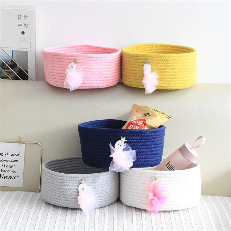 Cotton Rope Woven Storage Basket Home Office Shop Desktop Decoration Accessories Organizer for Toys Make Up Sundries | Дом и сад