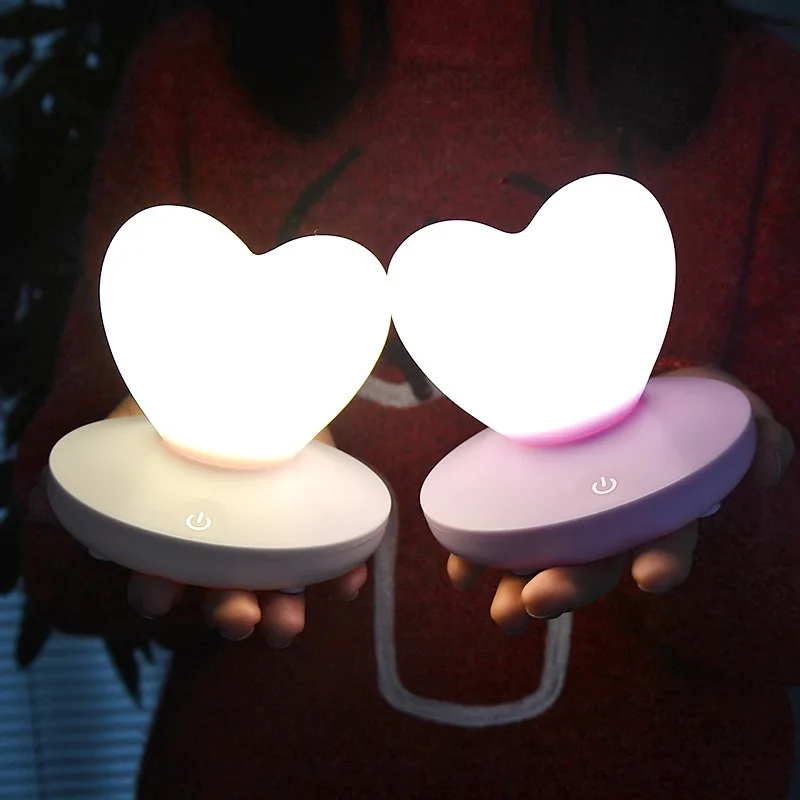 

LED Touch Control Table Lamp USB Rechargable girl Modeling lamp Energy saving Romantic Love Heart shape Decoration Night Light