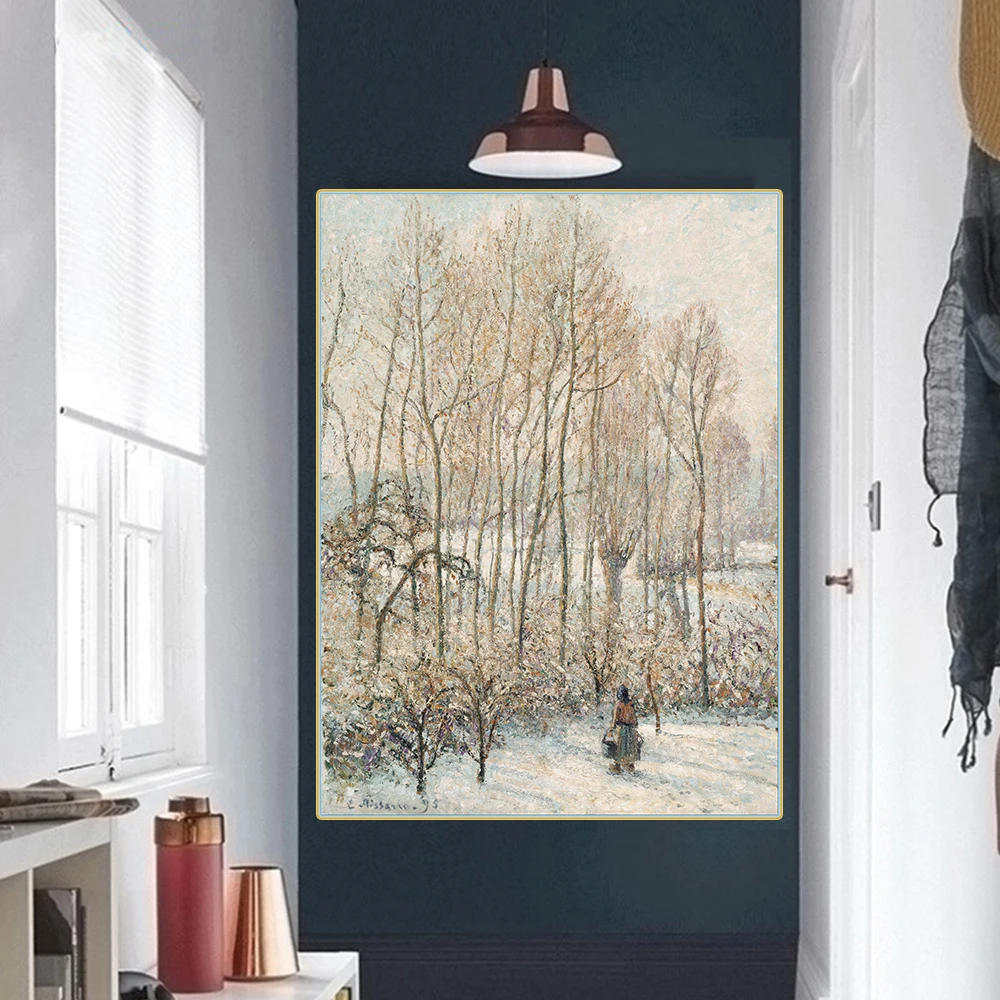 Citon Camille Pissarro《Morning Sunlighton the Snow Eragny-sur-Epte》Canvas Oil Painting Art Picture Wall Decor Home Decoration | Дом и сад