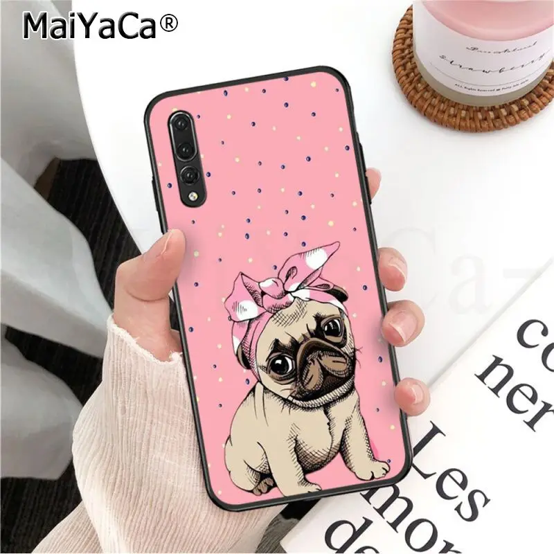 Мягкий черный чехол для телефона MaiYaCa с изображением французского Щенка Мопса