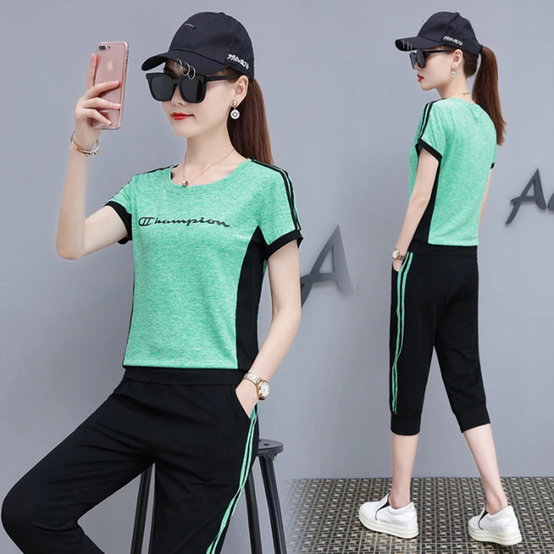 Модный комплект из 2 предметов 2021 года свободные летние укороченные брюки с