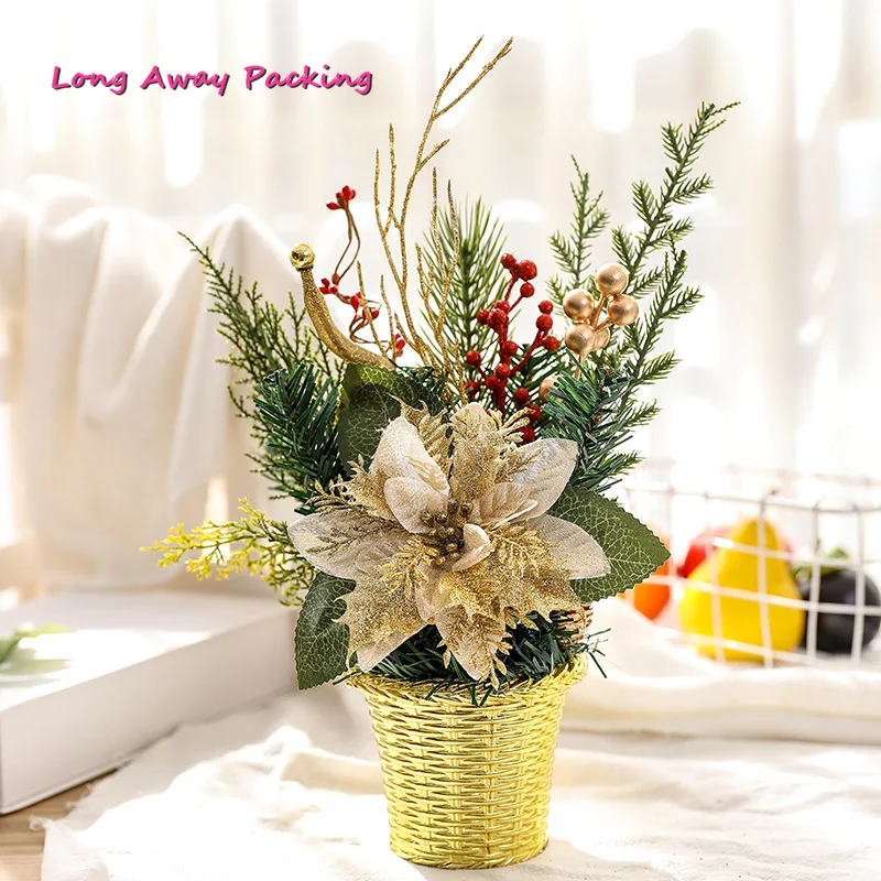 

Mini Christmas Trees Xmas Decorations A Small Flower basket Placed In The Desktop Christmas Festival Home Ornaments 30cm