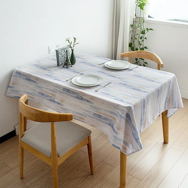 

Tablecloth Rectangular Waterproof Stripe Print 100% Polyester Dinning Table Cover Rectangular Tablecloths for Home and Kitchen