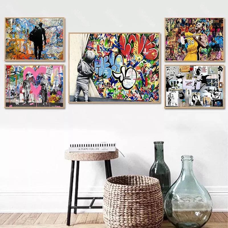 

Street Graffiti Art Banksy Pop Art Canvas Painting Cuadros Posters Wall Art for Living Room Home Decor